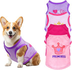 4 Pack Dog Shirts Summer Printed Puppy Clothes Cute Sleeveless Pet T Shirts Dog Clothes for Small Medium Dogs Cats Girl(S)