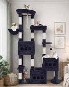 Cat Tree for Large Adult, 71.7'' Tall Cat Tower for Indoor Cats, Sturdy Heavy Duty Cat Tree Tower for 20 lbs+Cats, 3 Big Cat Condos, 10 Scratching Posts, 3 Platforms, Drak Gray GCT036G