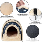 Pet Soft Guinea Pig & Rabbit Cozy Hideout House - Small Animal Bed for Guinea Pigs, Rabbits, Hamsters, Rats & Chinchillas Cave Bed (Stars)