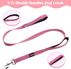 Annchwool No Pull Dog Harness with Front Clip and Easy Control Handle-Belly & Chest Adjustable Dog Harness and Leash Set for Medium Large Dogs-Heavy Duty Vest Harnesses Easy for Walking(Pink,L)