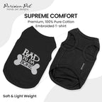 Parisian Pet Dog Shirt – 100% Cotton Shirts for Small Dogs – Black Sleeveless Bad to Da Bone Puppy Clothes – Lightweight and Breathable Dog Apparel – Funny Dogs Clothes - Stretchy Pet T Shirts