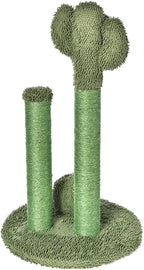 Amazon Basics Sisal Cat Scratching Post, Indoor Cactus Triple Posts for Cats & Kittens with Dangling Ball, Small, 22.4"H, Green