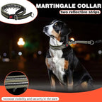 Martingale No Pull Dog Collar for Large Medium Small Dogs, Heavy Duty Nylon Adjustable Reflective Anti Pull Slip Collar with Buckle for Training Walking Hunting S Army Green
