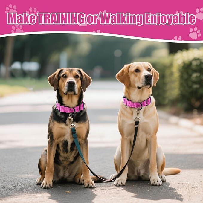 Martingale Dog Collar, Reflective No Pull Training Collar with Quick Release Buckle, Adjustable Heavy Duty Nylon Choker Collars for Small Medium Large Dogs(S,Pink)