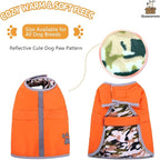 Queenmore Cold Weather Dog Coats Loft Reversible Winter Fleece Dog Vest Waterproof Pet Jacket Available in Extra Small, Small, Medium, Large Extra Large Sizes Orange
