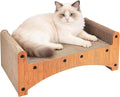 Avont Cat Scratcher Lounge, 3-in-1 Reversible Cardboard Scratching Bed, Horizontal Lounger for Indoor Cats Kittens - Light Brown