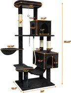 58" cat Tree Tall, Large Multi-Level Cat Condo with Sisal Leaf Scratching Posts, Sturdy Construction Easy Assembly, Indoor Pet Furniture,Dark Gray