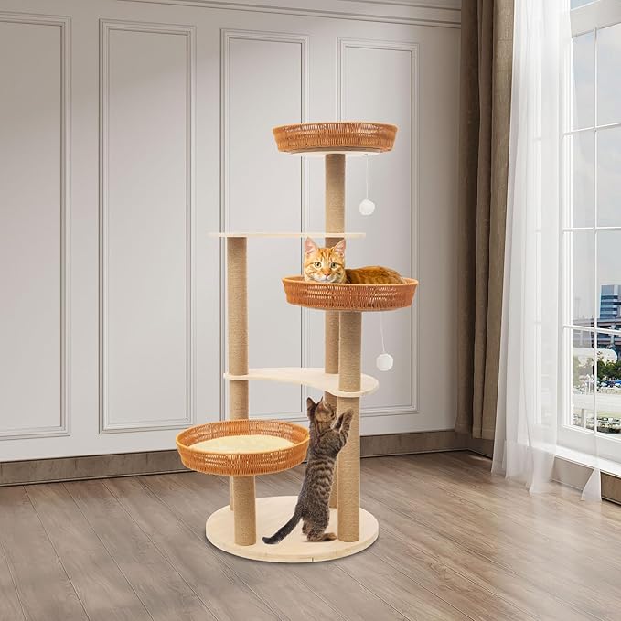 Cat Tree for Large Cats, Multi-Level Cat Condo,Scratch Board for Indoor Cats