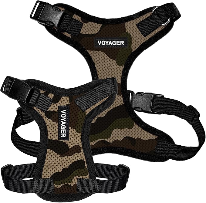 Voyager Step-in Lock Pet Harness - All Weather Mesh, Adjustable Step in Harness for Cats and Dogs by Best Pet Supplies - Army/Black Trim, XS (Pack of 2)