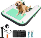 ALIFUN Inflatable Dog Ramp Floating Dock Water Raft Ladder for Pool, Boat, Non-Slip EVA Floating Ladder for Dog Up to 220 LBs Purple 140CM Length (Black-Green, for Small Dogs Up to 80 lbs)