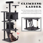 Heavy Duty Cat Tree Tower, 70" Tall Cat Tower for Indoor Cats with Cat Scratching Post with Bed, Cat Condo, Hanging Ball, Multi-Level Cat Climbing Tower Cat Trees Furniture Activity Center, Light Grey