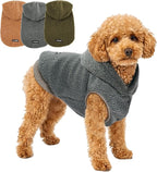 Tuff Pupper Fleece Dog Hoodie Sweater | Teddy Sherpa Outer & Soft Polar Fleece Lining | Adjustable Fit Winter Coat with Hood, Leash Hole, Ribbed Cuffs | for Small Medium Large XL XXL Dogs (Grey, XXS)