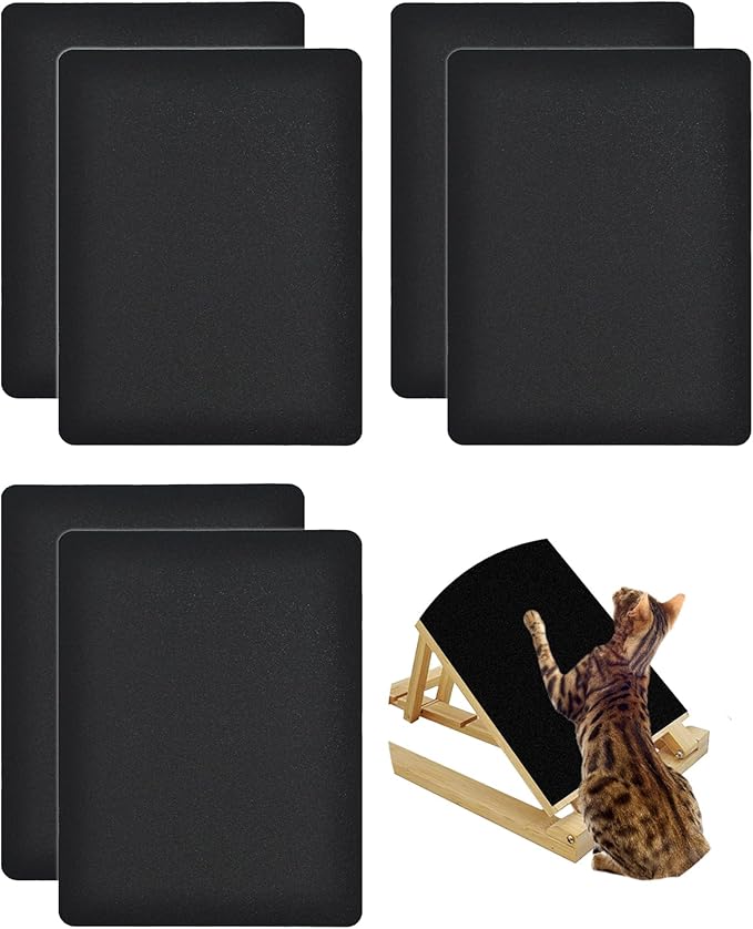 BNOSDM Cat Nail File Scratcher, 6 Pack Replaceable Stickyback Sandpaper for Cat Scratching Board, Pet Scratch Liner for Furniture, Litter Box or Any Flat Surface (Black)