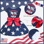XPUDAC 4th of July Dog Dress Patriotic Clothes Stars Skirt with Bow Independence Day Doggie Outfit Pet Holiday Apparel for Small Dog Girl Cat, XXS