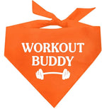 Workout Buddy Dog Bandana | 100% Cotton Adjustable Triangle | Made in USA | Workout | Sports | Gym | Orange, One Size (1095)