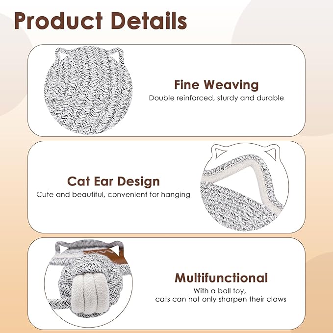 Cat Scratcher Mat, Natural Cotton Rope Cat Scratch Pad, 15.7'' Round Horizontal Floor Cat Scratching Pads for Indoor Cats, Cat Furniture Protector for Wall, Couch, Carpets, Sofas