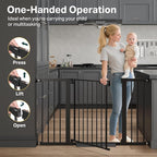 Cumbor 2 Pack 29.7-51.5" Extra Wide Baby Gate for Stairs, Easy Walk Through Dog Gates for Doorways, Pressure Mounted Pet Gate Indoor, Safety Auto-Close Child Gate for Kids with 4 Wall Cups, Black