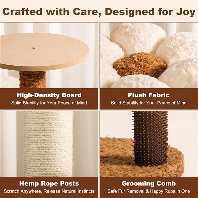 Modern Cat Tree Tower for Large Cats, 50-Inch Cat Scratching Post & Indoor Climbing Furniture with Plush Perches & Space Capsule - Sturdy Cat Tree for Maine Coon & Big Adult Cats