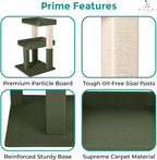 Lulu Large Cat Tree Tower with 2 Spacious Platforms, Sturdy Multi-Cat Condo with Sisal Scratching Posts, Stable Anti-Tip Design for Indoor Cats