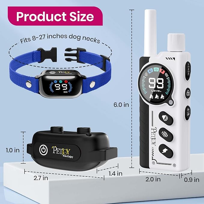 PetJoy 3-Dog Training Collars & Shock Collar for 3 Dogs, with Lockable Shock - Shock Lock Mode Switches to Tone & Vibe Only, Includes Rechargeable Remote with 4000ft Range (9 Tones)