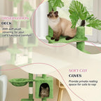 Outvita Cat Tree 48in Monstera Cat Tower with Leaves, Multi-Level Cat Tree Tower with Condo, Cozy Plush Hammock, Dangling Toy, Sisal Scratching Posts, Large Pet Activity Center for Indoor Cats, Green