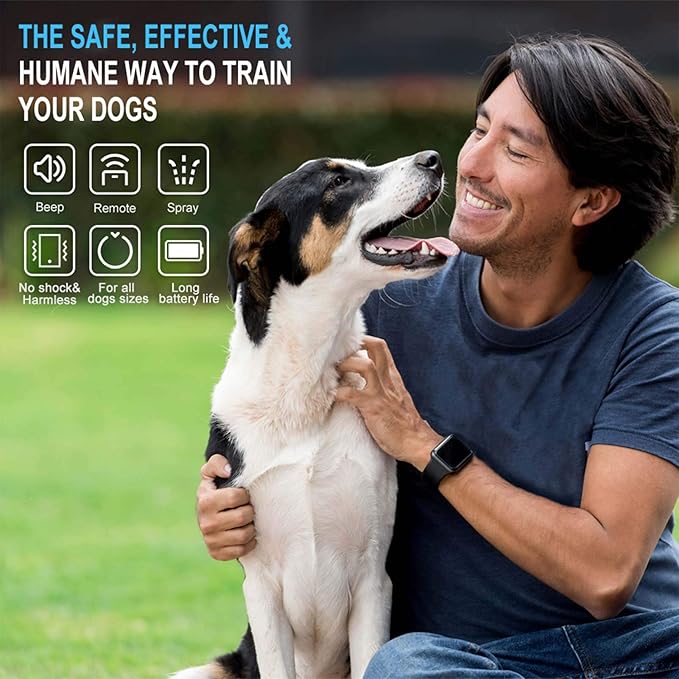 Citronella Dog Training Collar with Remote & 2 Receivers【Can't Work Automatically】,3 Modes Harmless Spray/Vibration/Beep, Humane Citronella Dog Collar,1000ft Range No Shock Rechargeable Spray Collar