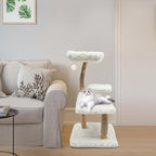 Large Cat Tree,Cat Tower,Cat Scratching Post with Curved Perch,Cozy Cats Condo Removable Activity Tree,Sisal Scratching Post for Kittens and Large Cats (White)