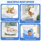 PETSITE Ocean-Themed Cat Tree for Indoor Cats, Multi-Level Cat Tower with Natural Sisal Scratching Posts, Hanging Toys and Padded Top Perch, Modern Cat Tree for Large Cats 20 lbs Heavy Duty (66")