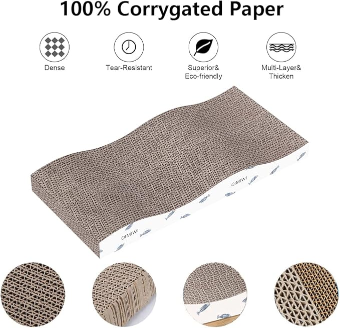 Cat Scratcher 4 PCS Pad, Cardboard with Premium Reversible Scratch Textures Design Wide Durable Scratching Pad