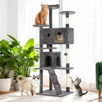 BestOffice 70 Inch Cat Tree, Multi-Level Cat Tower with Condo, Perches, Sisal Scratching Posts, Climbing Ladder,Indoor Activity Center Play House for Kittens & Adult Cats, Light Gray