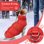 Winter Warm Dog Jacket for Small Medium Dogs Cat Cold Weather Coats with Harness Paded Dogs Fleece Vest Waterproof Windproof Dog Snow Jacket Pet Puppy Clothes (Red,XS)