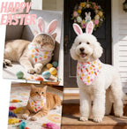 Dog Bandana for Easter Day - Lovely Bunny Carrot Chicken & Daisy Flower Theme, Holiday Pet Costumes Scarf with Adjustable Snap Button, Large to Giant Breeds (75lbs+)