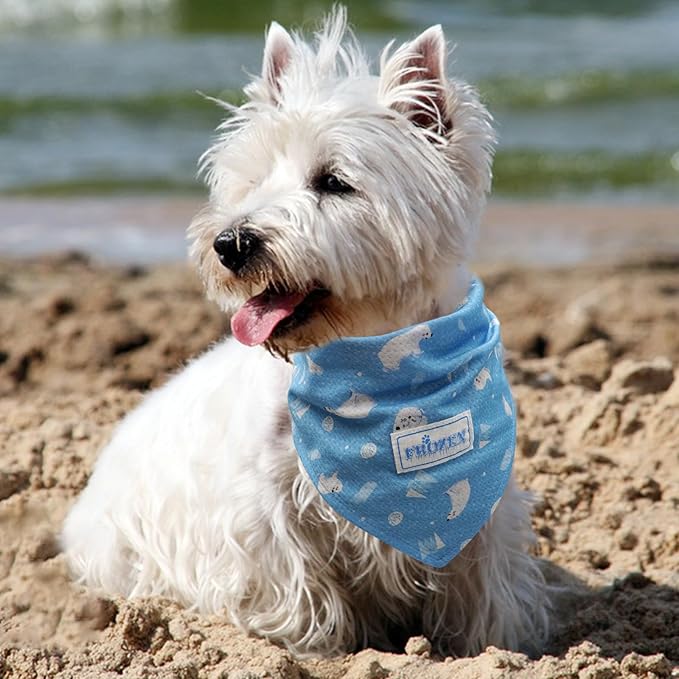 KYEESE 2Pack Dog Cooling Bandana, Breathable Cooling Bandanas for Small Medium Large Dogs, Neck Cooler Wraps for Summer Walking Outdoor, Polar Bear+Ice