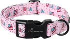 ARING PET 4th of July Collars for Dogs, Fourth of July Pink Patriotic USA Flag Dog Collar for Puppy Small Medium Large Boy Girl Doggy-L