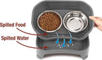 Neater Feeder - Express Model w/ Slow Feed Bowl - Mess-Proof Dog Bowls (M/L, Grey) Made in USA – Elevated, No Spill, Non-Tip, Non-Slip, Raised Stainless Steel Food/Water Pet Bowls Aid Digestion
