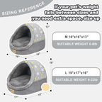Jiupety Cute Cat Beds for Indoor Cats, Cat Cave Bed for Kittens, Large Cat Cave and Covered Cat Bed with Anti-Slip Bottom, Washable Removable Cushion, M(16"x16"x13"), Gray Star