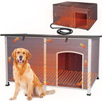 Heated Dog House with Electric Heating Pad Extra Large 59.1" Outdoor & Indoor Dog Kennl with Insulated Liner Keep Warm in Winter, Waterproof Pet Shelter, Strong Metal Frame，35.4"D x 59.1"W x 35.4"H