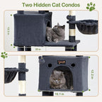 Large Cat Tree Tower for Indoor Cats Adult, 74.8 Inch Tall Large Multi-Level Tree Towers with Scratching Posts, Condo, Hammock, Bed for Big Cats, Modern Cat Trees Furniture Heavy Duty (Dark Gray)