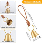 Ouligay Small Brass Hanging Bell for Door Knob Gold Vintage Decorative Bells for Home Garden Decor Shopkeepers Bells on Rope Garden Decoration
