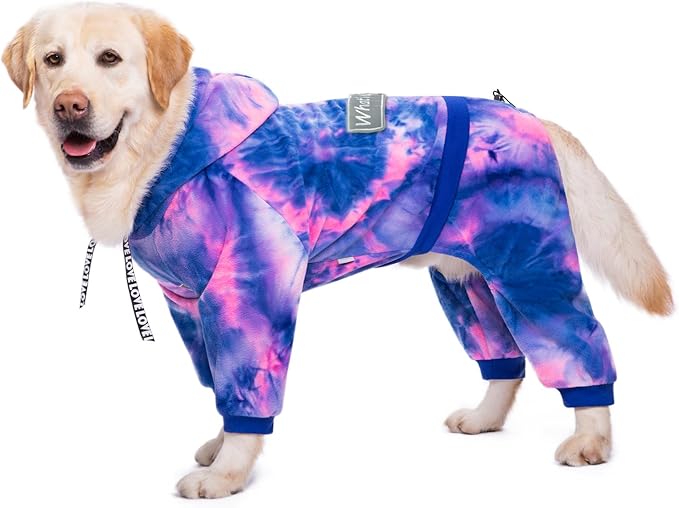 Dog Hoodies Winter Coat for Large Medium Dogs, Pullover 7 Legs Warm Coat Hooded Sweatshirt, Fleece Hoodie for Cold Weather (Bandhnu Pink, 5X-Large)
