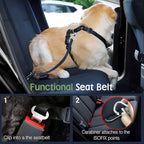 Dog Seat Belt, Safety Vest Dog Car Harness with Adjustable Buckle Dogs Seat-Belt for Vehicle Nylon Pet Safety Seats Belts Heavy Duty(L, Purple)