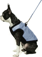 Gooby Fashion Vest Dog Jacket - Gray, Large - Warm Zip Up Bomber Vest with Dual D Ring Leash - Winter Water Resistant Sweater - Clothes for Small or Medium Dogs