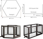 Vantas Folding Pet Gate 144" Wide, 30" Tall No-Assembly Wooden Dog Gate with Door Walk Through, Freestanding Wire Pet Puppy Safety Fence, with 2PCS Support – Espresso