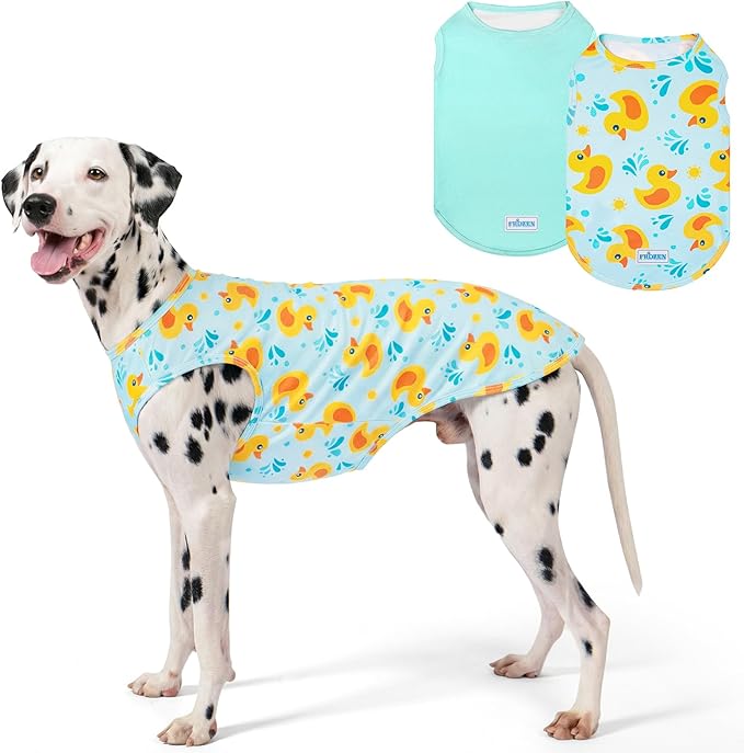 KYEESE 2Pack Dog Cooling Shirt, Breathable Dog Shirt for Large Dogs, Sun Protection Dogs Cooling Vest Tank Top, Lightweight Soft Sleeveless Summer Pet Clothes, Duck+Blue, 3XL