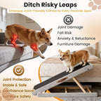 Dog Ramp for Bed, 4 Adjustable Height Wooden Ramp for Dogs from 14"–20", 17" Wide Pet Ramps for Dogs to Get on High Bed/Couch/Car with Soft Padding & Anti-Slip Grip, Up to 250LBS for Small/Large Dog
