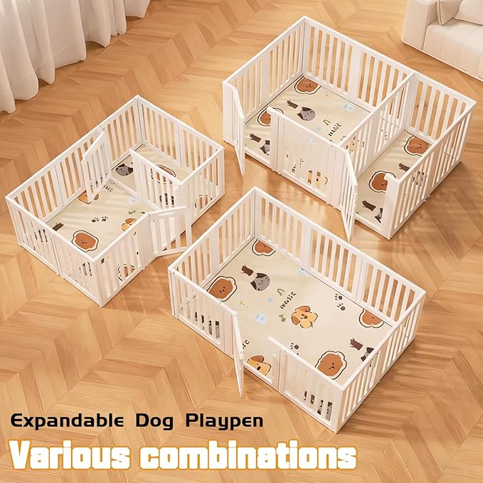 Dog Playpen Dog Play Pen Indoors, Portable Puppy PlayPen with Locking Door, Foldable Pet Fence for Small Dogs, Cats, Rabbits