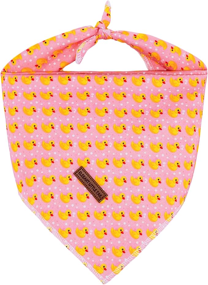 Elegant little tail Dog Bandana, Cute Duck 1PC Washable Dog Scarf Female or Male Square Bib Kerchief Scarf Adjustable Pet Bandana for Medium Large Dogs
