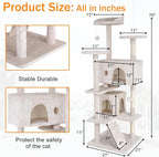 Cat Tree 70 Inches Cat Tower for Indoor Cats Multi-Level Cat Condo with Litter Box Enclosure,Scratching Posts for Indoor Cats (Beige)