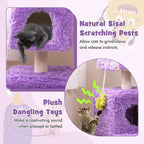 PETSITE 44 inch Monster-Themed Cute Cat Tree, Modern Cat Tree Tower with 2 Cat Condos, Sisal Scratching Post and Hanging Sound-Making Toys for Indoor Cats