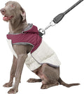 Detachable Hooded Dog Coat with Harness for Large Dogs,Super Warm Fleece Puppy Jacket for Cold Winter Doggie Coats,Red XXXL